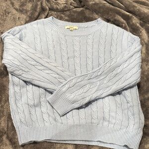 Papaya Light Blue Cable-Knit Crewneck Sweater